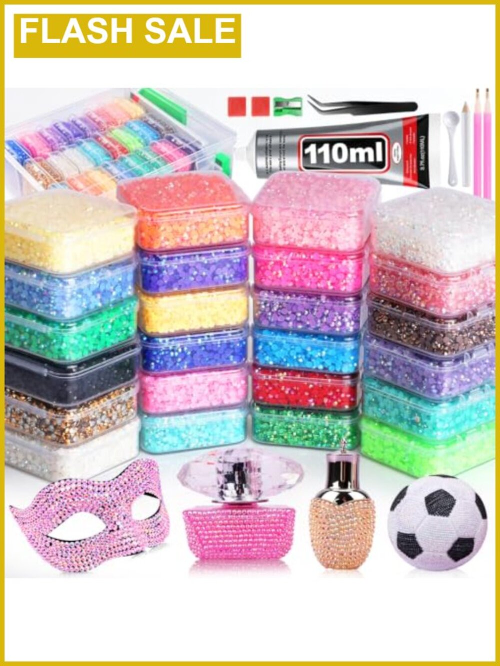 100,000 pc rhinestone bedazzling kit with 24 colors storage boxes